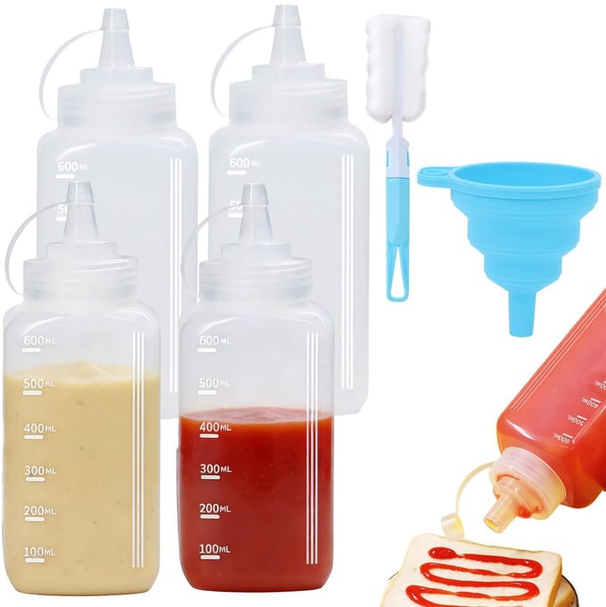 Dailygoods - Set van 4 Knijpfles voor Sauzen en Olie