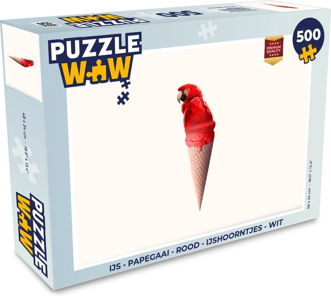 Puzzel IJs - Papegaai - Rood - IJshoorntjes - Wit - Legpuzzel - Puzzel 500 stukjes