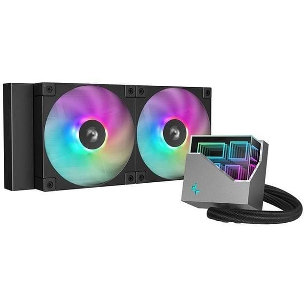 DeepCool LT240 ARGB Designer Liquid CPU Cooler, 240mm 5th Gen Pump 3400RPM AIO, FD12 ARGB Daisy Chainable Fans, Multidimensional Infinity Mirror Block, 5V A-RGB Software Control, Grey/Black