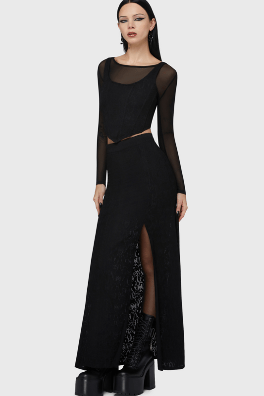 Motionless In White by Killstar - Gothic Maxirok - Lisbeth Maxi Skirt - L tot 4XL - voor Vrouwen - zwart