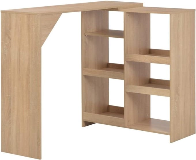Bartafel met plank - Hoge tafel - Gezellig samenzijn - Verstelbare plank - 138 x 39 cm - Eiken