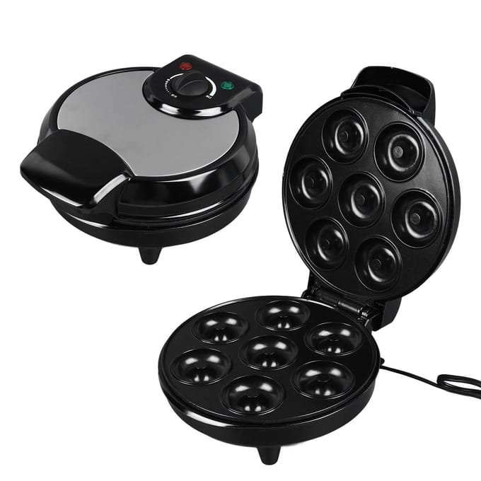 1200W Mini Donut Maker Machine Maak 7 Donuts Instelbare Temperatuur Anti-aanbak Pannenkoekenmaker L black