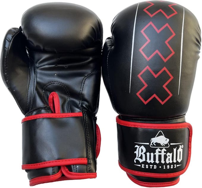 Buffalo Winner bokshandschoenen zwart met rood 14oz