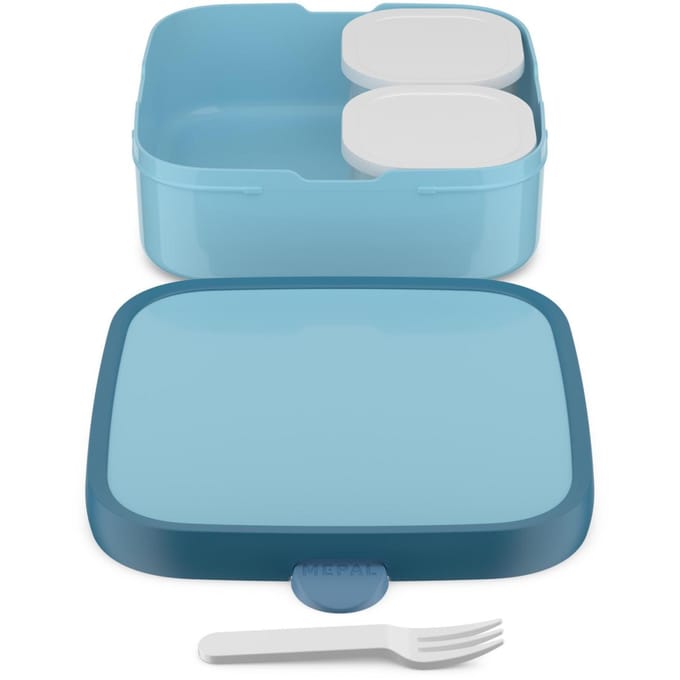Mepal Bento lunchbox groot Campus - 1.25 l - Inclusief 2 uitneembare lekdichte bentobakjes & vorkje - Cool blue