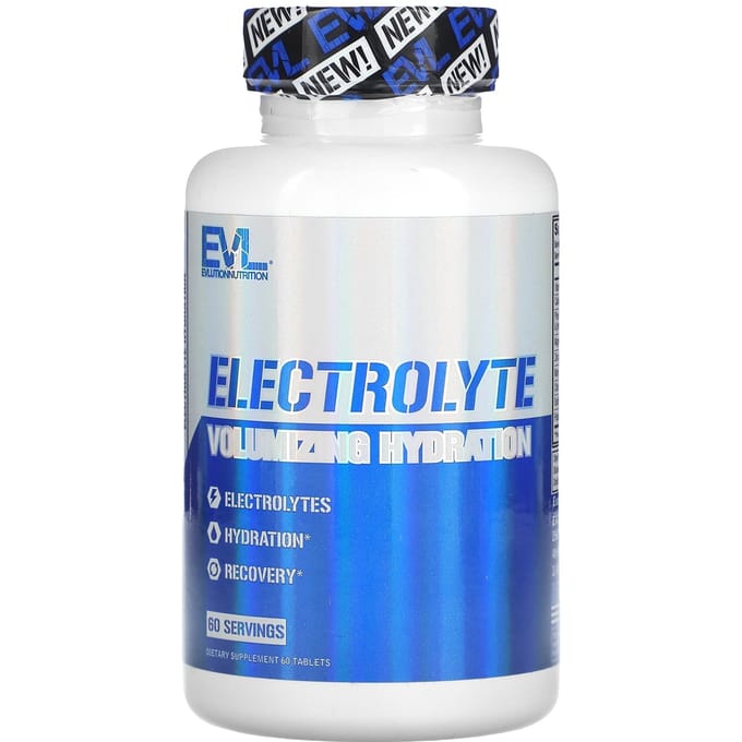 EVLution Nutrition, Hydratation enrichie en électrolytes, 60 comprimés