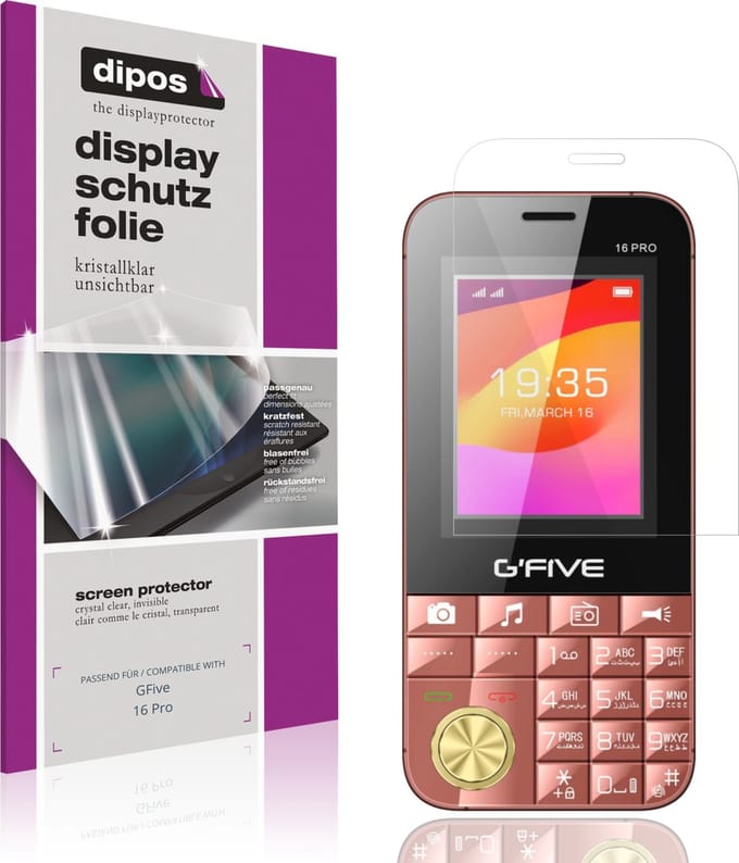 dipos – 4x Beschermfolie geschikt voor GFive 16 Pro | Krasbestendige & heldere Screenprotector Ultra-Thin