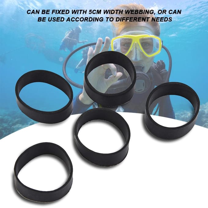 KEEP DIVING 5 STUKS Rubberen Fixeerband voor 5CM Webbing Loodgordel Duikaccessoires black