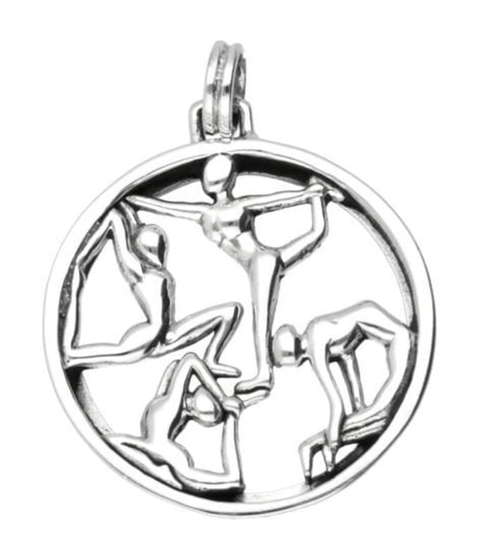 Zilveren Yoga in ring kettinghanger