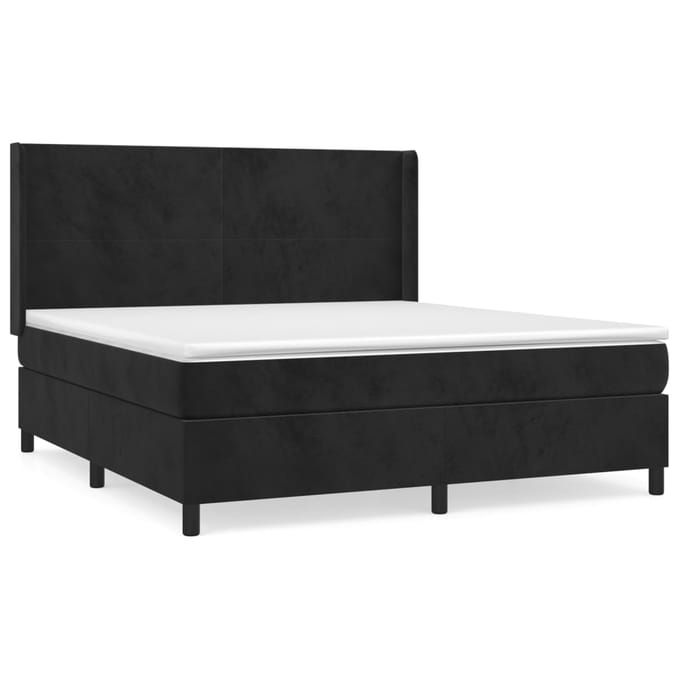 vidaXL - Boxspring - met - matras - fluweel - zwart - 180x200 - cm