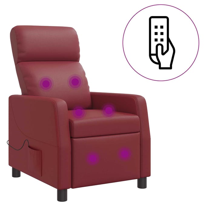 vidaXL - Massage - Relaxstoel - Wijnrood - Kunstleer