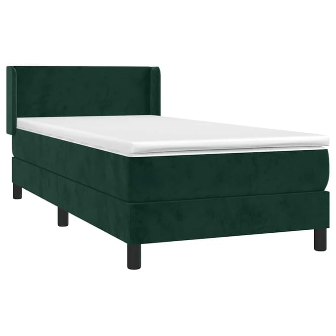 vidaXL - Boxspring - met - matras - fluweel - donkergroen - 80x200 - cm