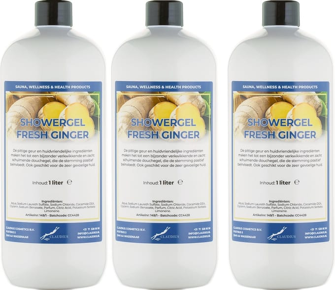 Douchegel Fresh Ginger 1 liter - set van 3 stuks - showergel