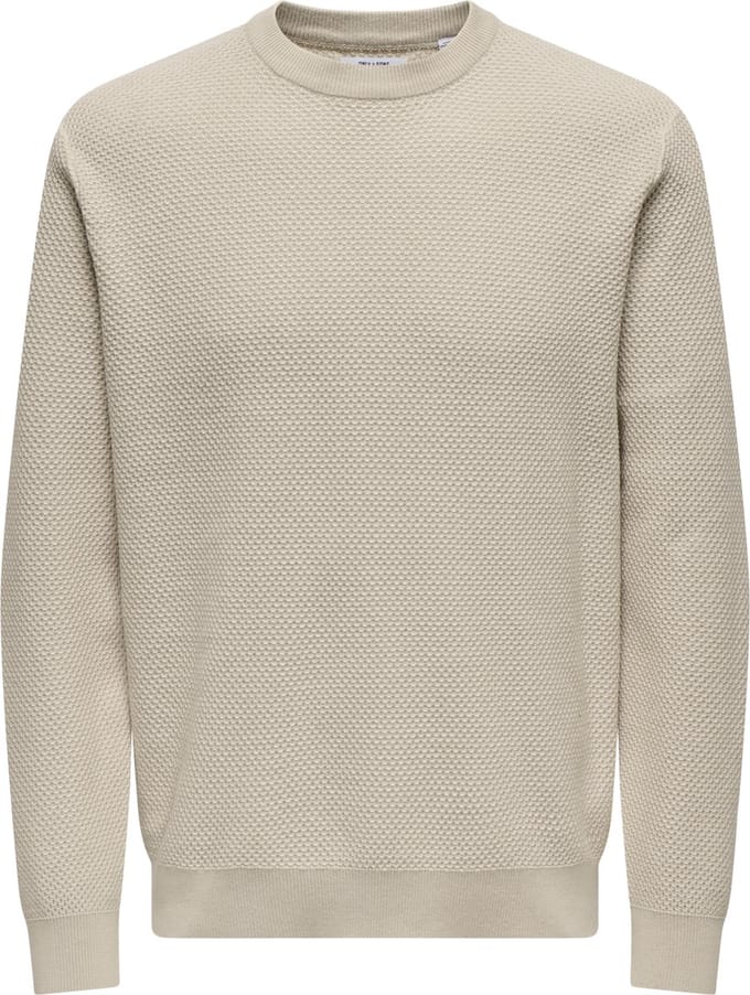 Only & Sons Trui Onsmorgan 12 Structure Crew Knit No 22033297 Silver Linning/ Cloud Dancer Mannen Maat - S