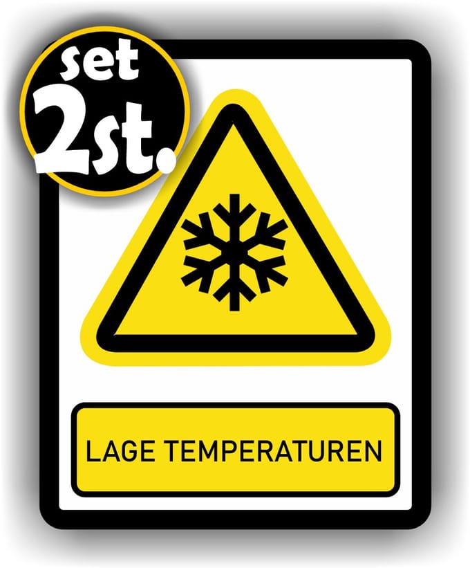 Jerma - Lage temperaturen - Stickers - 2 st. - 14 x 18 cm - Zelfklevend - Weerbestendig - ISO 7010
