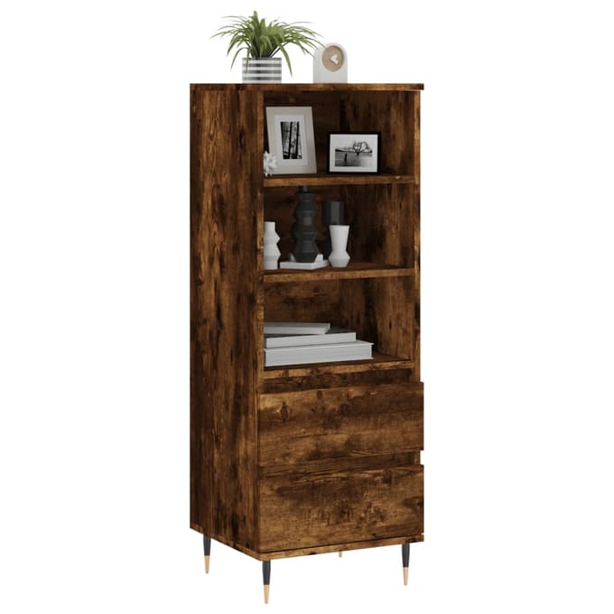 vidaXL - Hoge - kast - 40x36x110 - cm - bewerkt - hout - gerookt - eiken