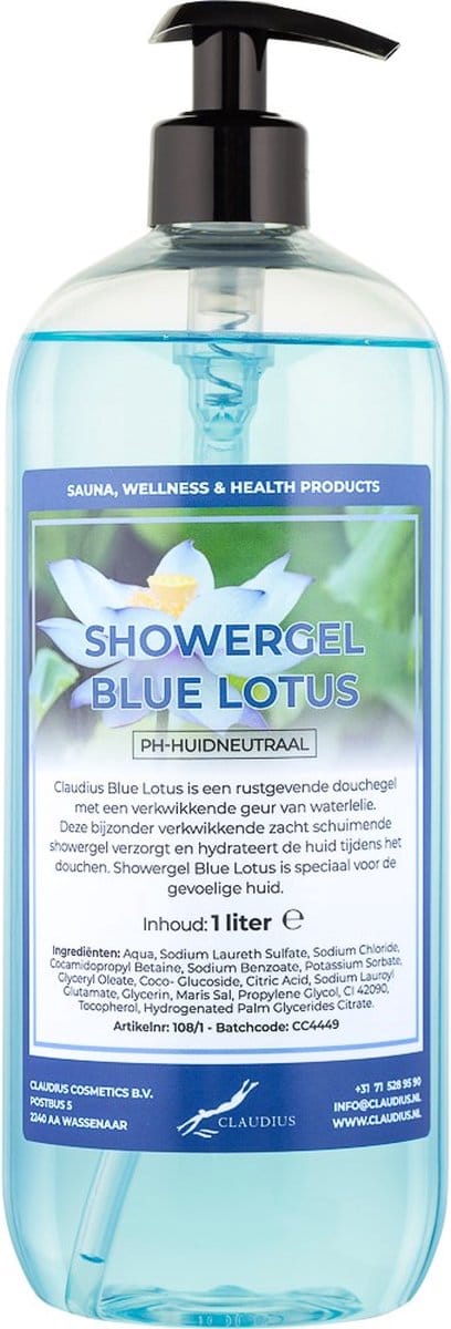 Claudius Douchegel Blue Lotus 1 liter - met gratis pomp - Showergel