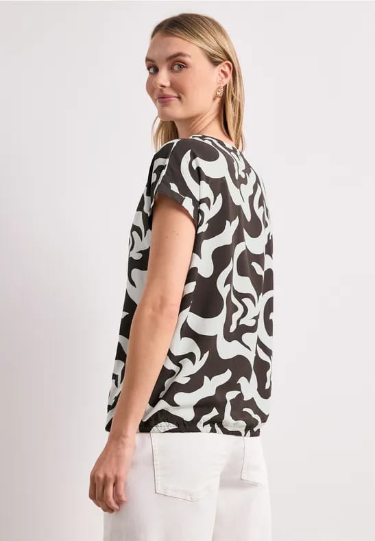 Blouse met hangende schouder en print