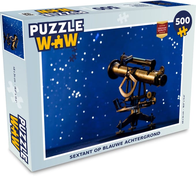 Puzzel Sextant op blauwe achtergrond - Legpuzzel - Puzzel 500 stukjes