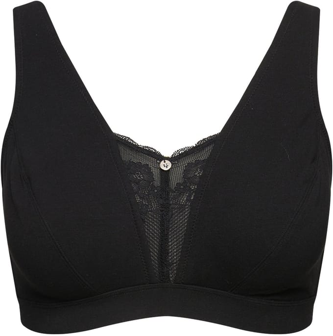 Ulla Popken - Dames - Bralette kantinzet zonder beugel - Zwart - Maat 100B