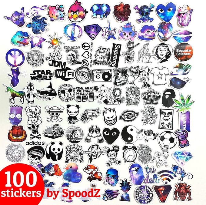 KliederZ 100 Stickers Mix - Voor scooter, auto, laptop of muur - ST12