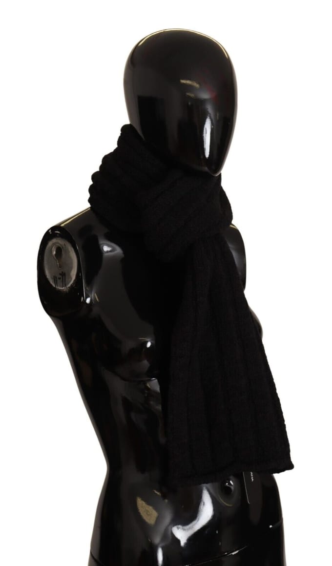 Dolce & Gabbana Black Virgin Wool gebreide Unisex Warmer Shawl Dames sjaal