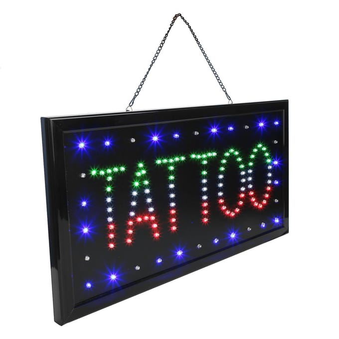 Tattoo Shop LED Bord Tattoo Piercing Winkel Open Bord met Ketting Accessoire EU Plug