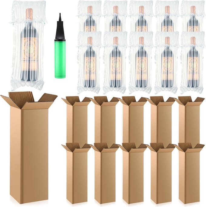 10x Luchtkussen Set Flessen Verpakking met Stevige Verzending Dozen voor Wijn