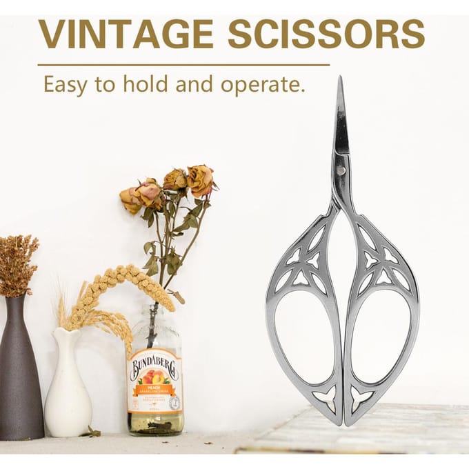 Ciseaux de couture vintage en acier inoxydable Coupe classique Outil de bricolage (# 3) brown