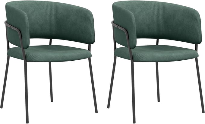 HOMCOM-Eetkamerstoel-Polyester-57x53x73cm-Groen