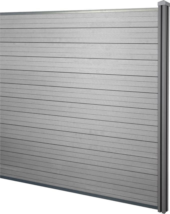 WPC privacyscherm Sarthe, windscherm, WPC paal ~ verlengstuk, 1,88m grijs
