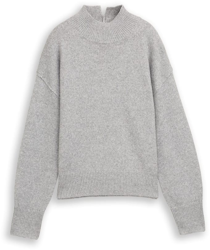 Tom Tailor - Oversized gebreide trui met opstaande kraag - Maat S - medium silver grey melange