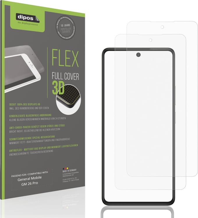 dipos FLEX – 2x Matte Screenprotector geschikt voor General Mobile GM 26 Pro | Volledige Schermbescherming | Case-Friendly