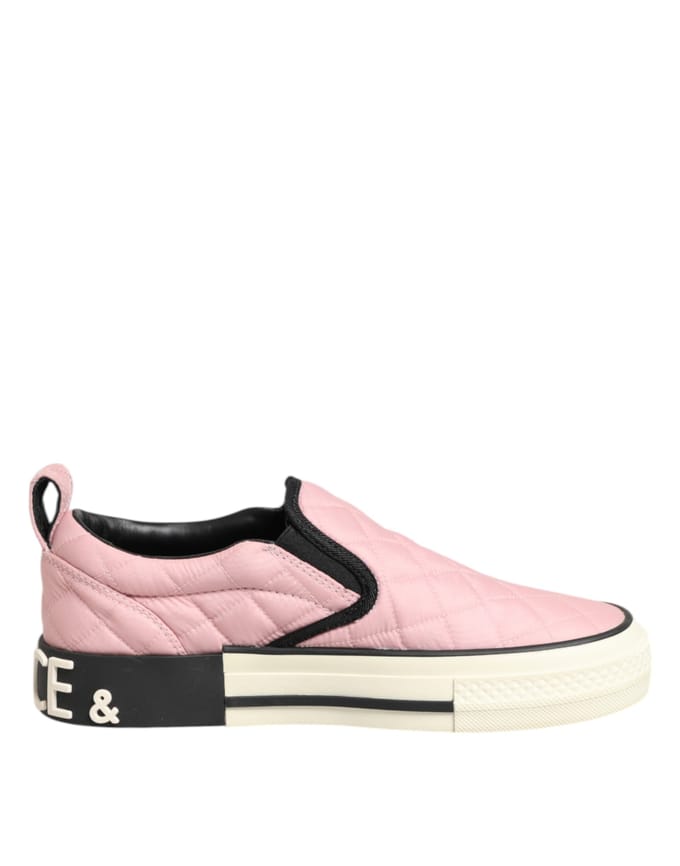 Dolce & Gabbana Roze Gequilt Nylon Slip-On Sneakerschoenen
