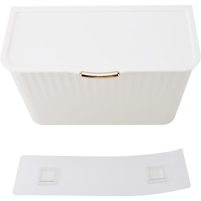 4L Wandgemonteerde Wasmand Stofdicht Multifunctioneel Wandhangend Mand voor Vuile Kleding met Deksel white