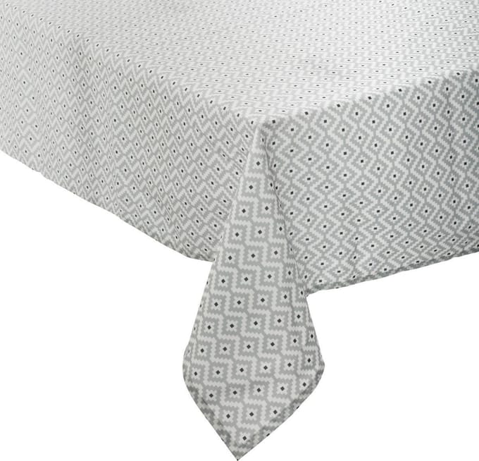 Tafelkleed van polyester rechthoekig 240 x 140 cm - grijs met print - Eettafel tafellakens