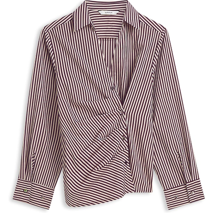 Summum Blouse Two Tone Stripe Small Blouses Bordeaux 2s3532-12491