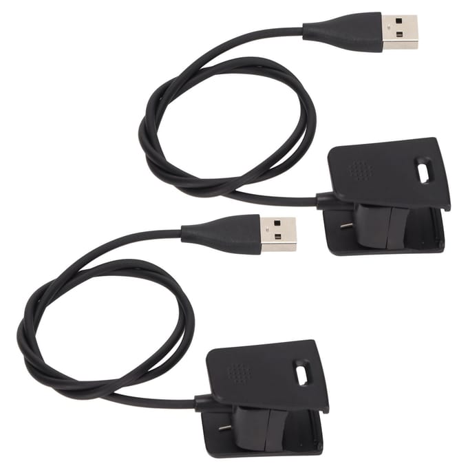 2 Stuks Smartwatch Oplader USB Oplaadkabel Snoer Oplaadstation Adapter voor Fitbit Charge 2 black