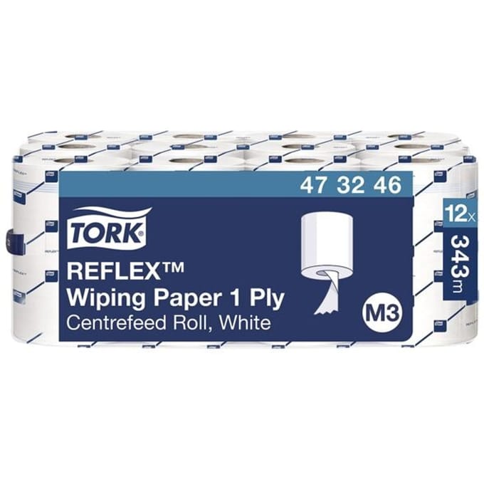 Tork 473246 12st Reflex Mini Centerfeed Poetspapier Wit M3, Multifunctioneel (473246)