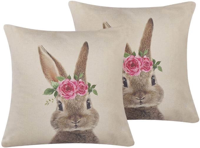 TULIPA - Sierkussen set van 2 - Taupe - 45 x 45 cm - Polyester