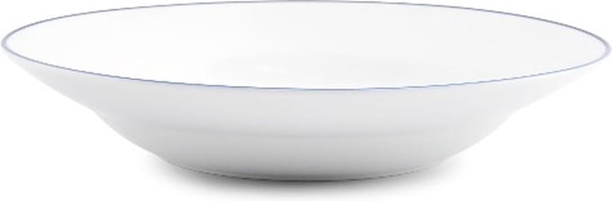 BonBistro Diep bord 23xH4cm blue rim Basic White (Set van 6)