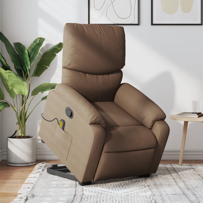 vidaXL - Sta-op-massagestoel - verstelbaar - stof - bruin