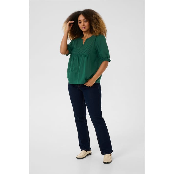 Blouse met korte mouwen Relaxed fit Botanical Garden dark green