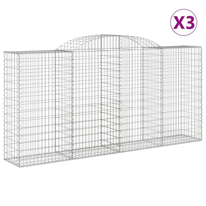 vidaXL - Schanskorven - 3 - st - gewelfd - 300x50x140/160 - cm - ijzer