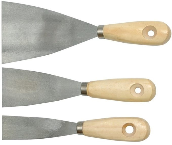 Vorel - Set van 3 Spackmessen - 3cm, 5cm, 8cm - Houten Handvat