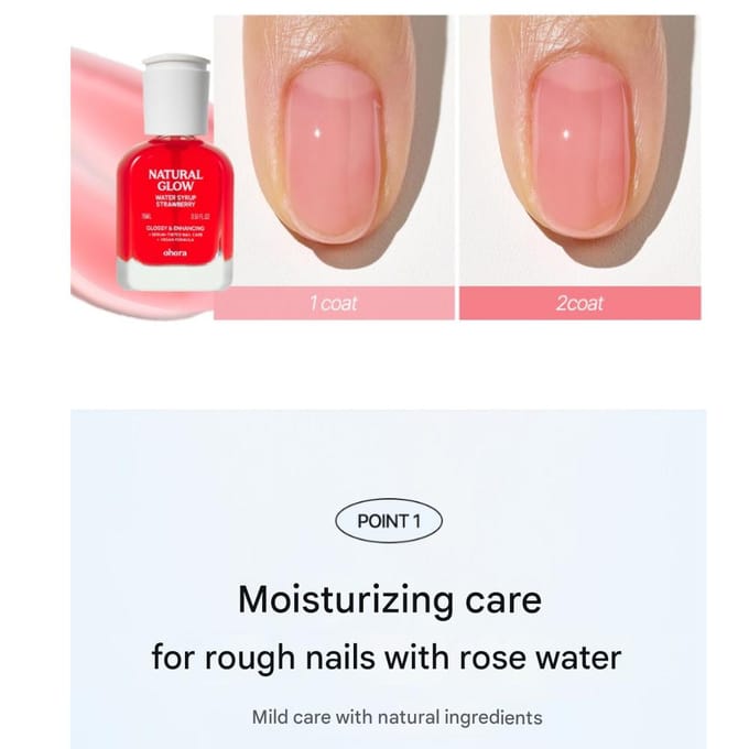 Ohora Renforceur d'ongles Natural Glow Water Syrup Fraise, 15 ml red