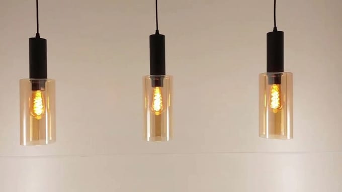 Hanglamp met 3 amber glazen – 100 cm – E27