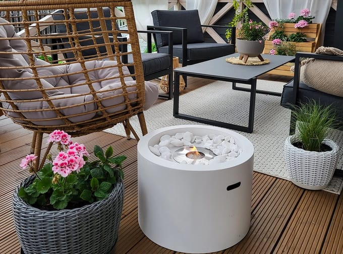 Bio-ethanol haard vrijstaand Moon wit - moderne design haard voor binnen en buiten