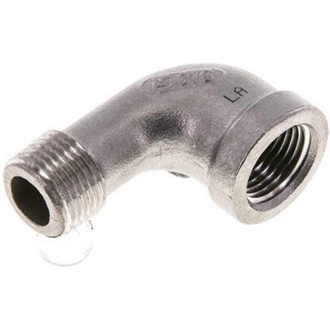 3/8'' NPT x 3/8'' NPT F/M RVS L-Fitting 90graden 16 Bar