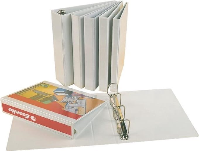 10 x Esselte Presentatie Ringmap Deluxe - A4 - D Mechaniek - 4 Rings -20mm - Wit