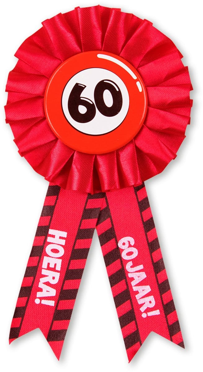 BTH - Rosette - 60 Jaar - Verjaardag Versiering - Feest - Rozet - Versiering - Verkeersbord - Button